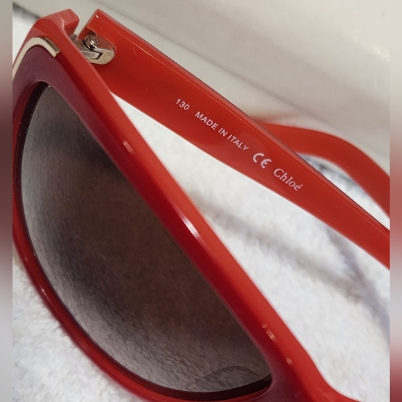 Chloe Authentic Small CE632s 103 Italy 59-12-130 Sunglasses Red Orange Preowned - Picture 4 of 16